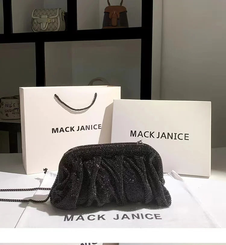 Luxury Designer Glitter Shiny Rhinestones Diamond Evening Bag Women's Handbag Wedding Party Clutch Purse Shoulder Crossbody Bag