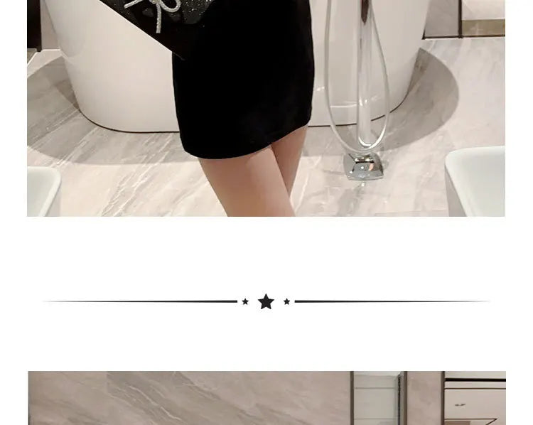 Evening Bag Dress Versatile European and American Clutch Bag Crossbody Celebrity Fashion Diamond Bow Chain Bag Lady Handbag