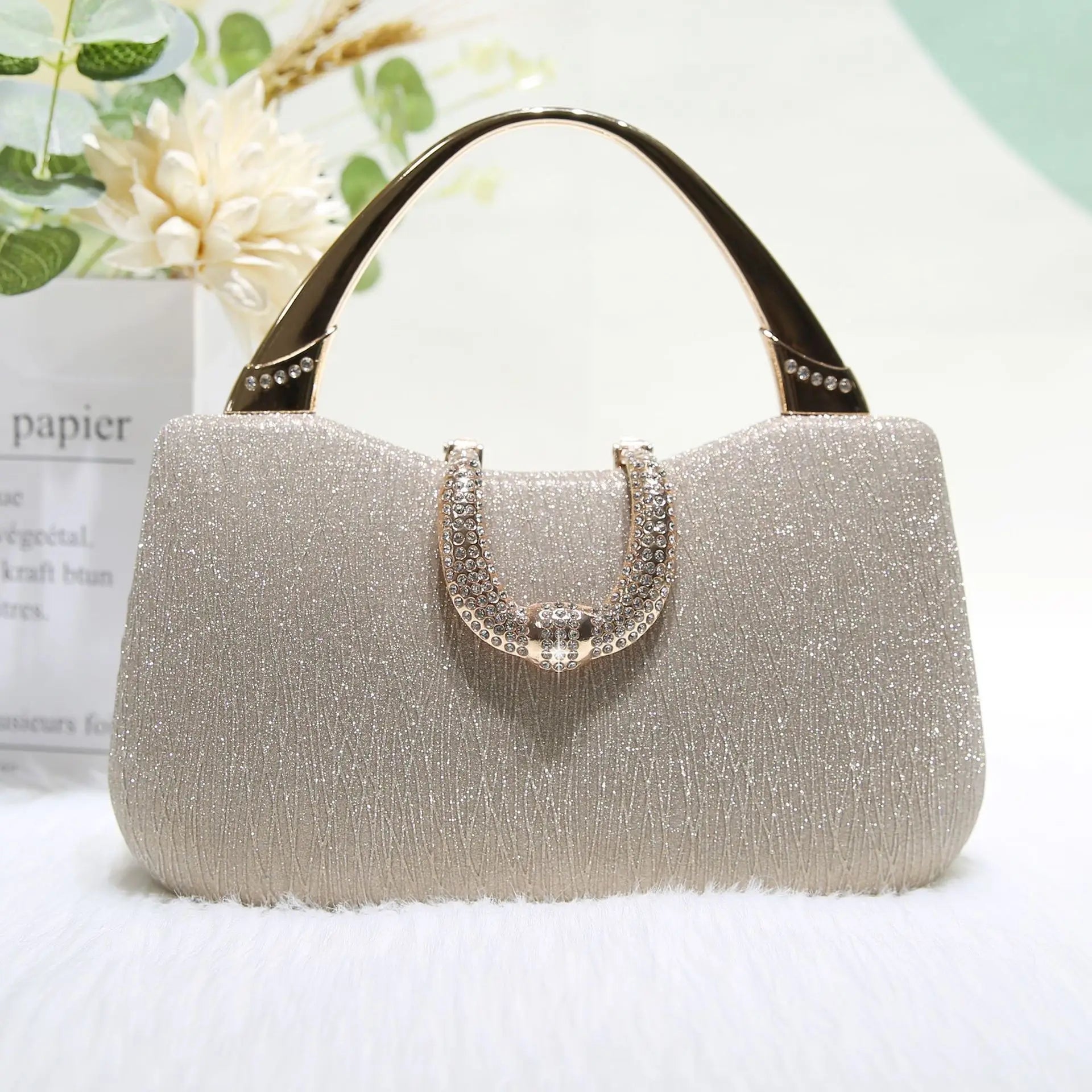 2024 Fashion Trend New Women's Bag High-end Texture Fine Glitter Exquisite Hand-held Evening Bag Fashion Urban Beauty Clutch Bag