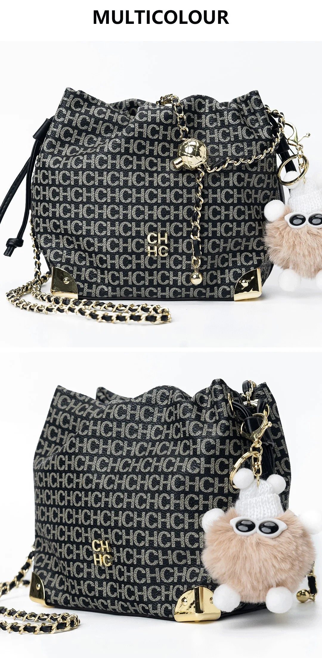 CH Crossbody High Quality Ladies Light Luxury Chain Bag Adjustable Brand Letter Print Cartoon Pendant Design Unique Popular