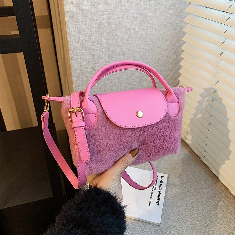 Cute Autumn And Winter Plush Mini Handbag Fashion Temperament Girls Mini Coin Purse Korean Version Versatile Crossbody Bag