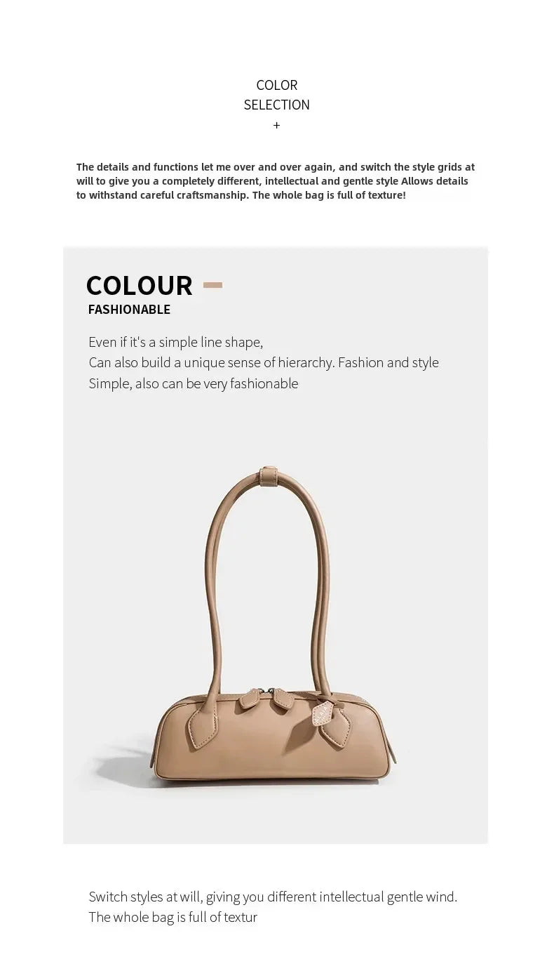 French Designer Sausage Bag Vintage Underarm Bag Genuine Leather Women's Handbag Casual Commuting Versatile Single Shoulder Bags