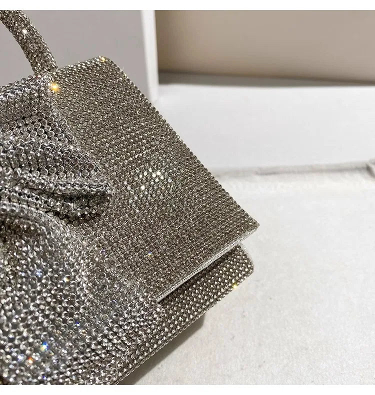 Crystal Shiny Diamond Evening Bag Luxury Glitter Bow Knot High Quality Women Handbag Wedding Party Clutch Purse Shoulder Bag