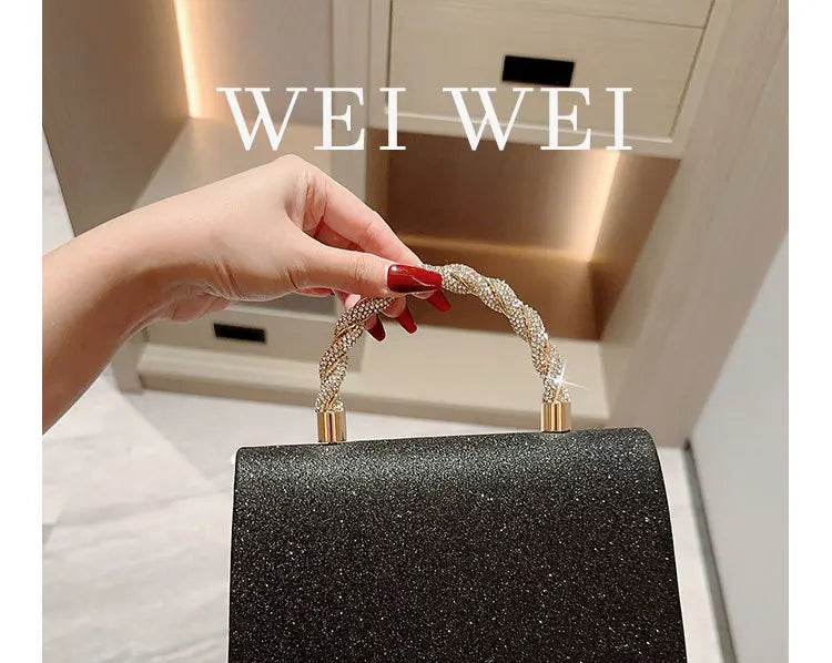 Evening Bag Dress Versatile European and American Clutch Bag Crossbody Celebrity Fashion Diamond Bow Chain Bag Lady Handbag