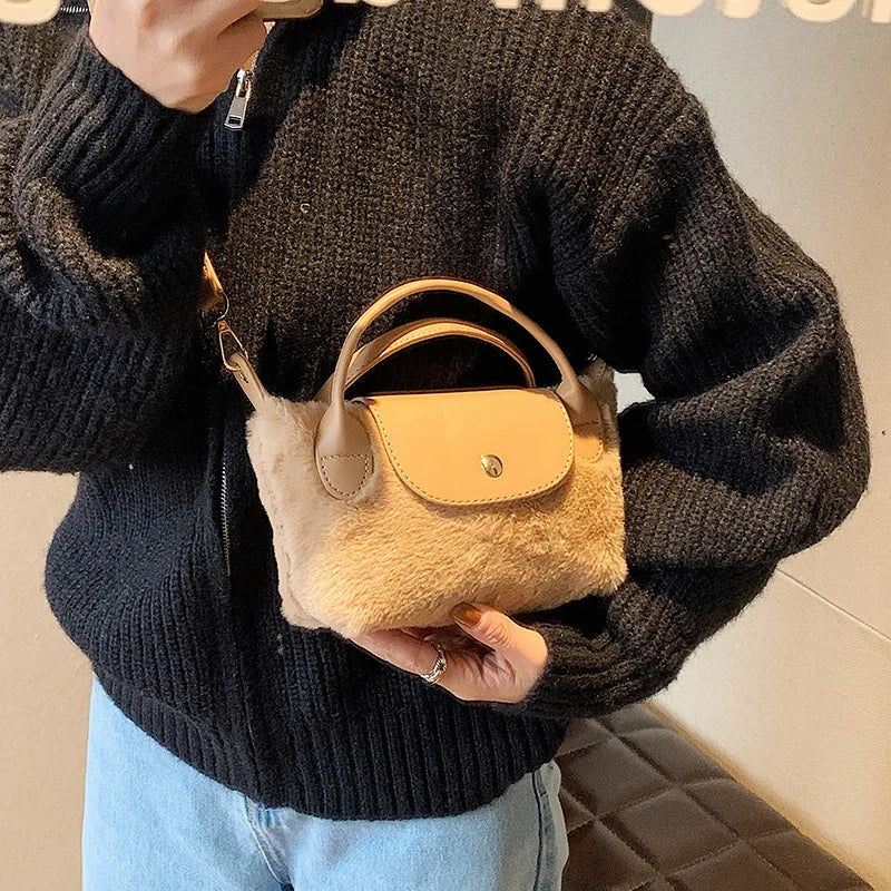 Cute Autumn And Winter Plush Mini Handbag Fashion Temperament Girls Mini Coin Purse Korean Version Versatile Crossbody Bag