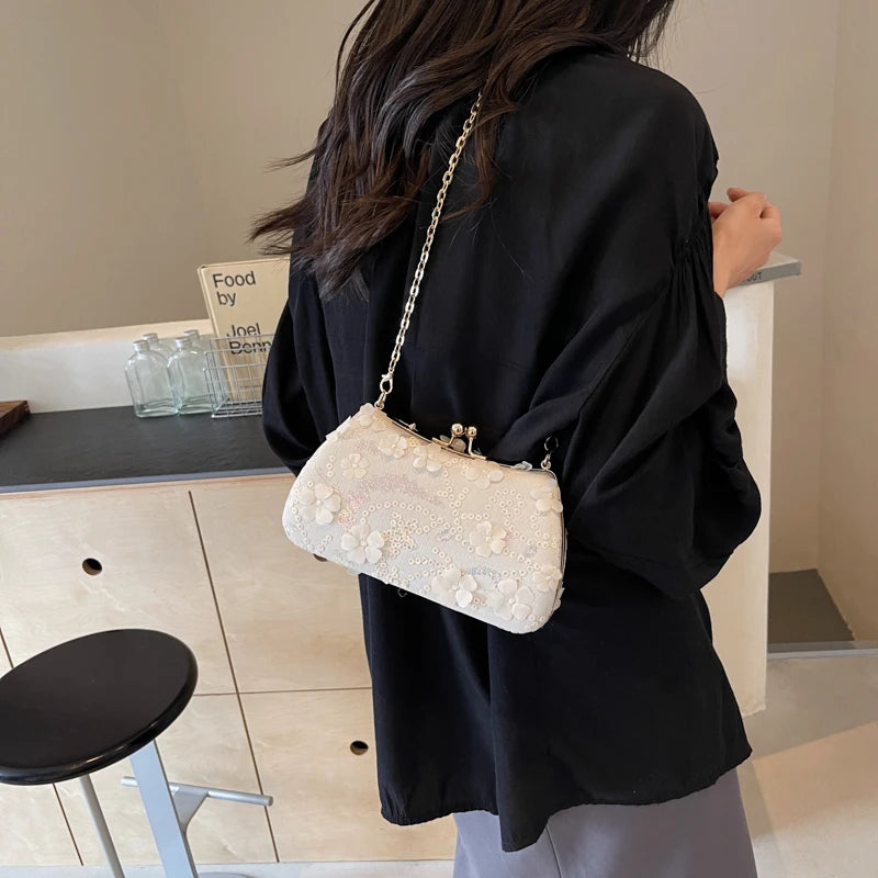 LEFTSIDE Chinese Style Small Cloth Shoulder Bags for Women 2024 Luxury Fashion Handbags Quality Chain Evening Crossbody Bag
