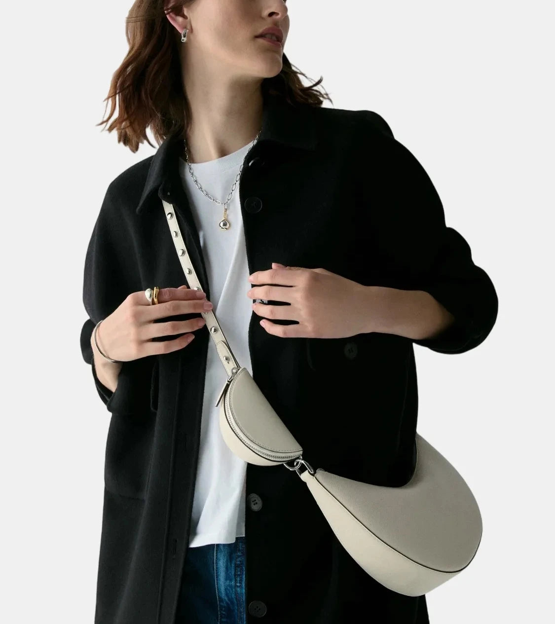 Women's Duo Bag with Crossbody Strap, New Luxury Designer Handbag with Mini Purses, Dumpling Crescent Armpit Bag for Women