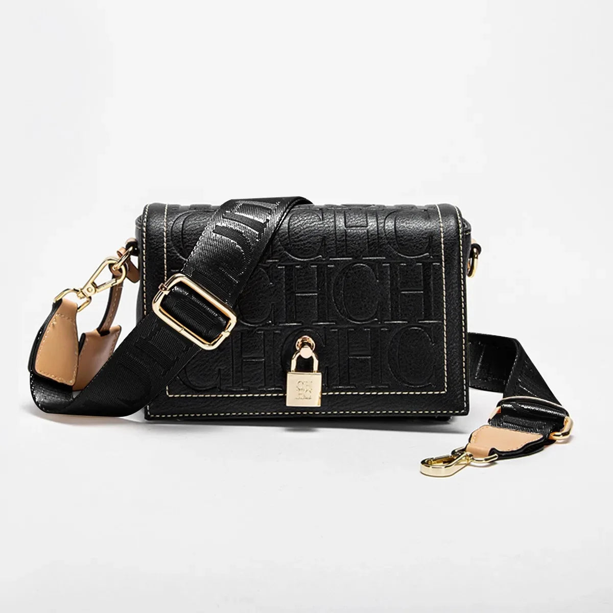 CH Fashion Design 2025 New Solid Colour Printed Head Bag Model Metal Accessories Buckle Women's Shoulder Bag Luxury Brand