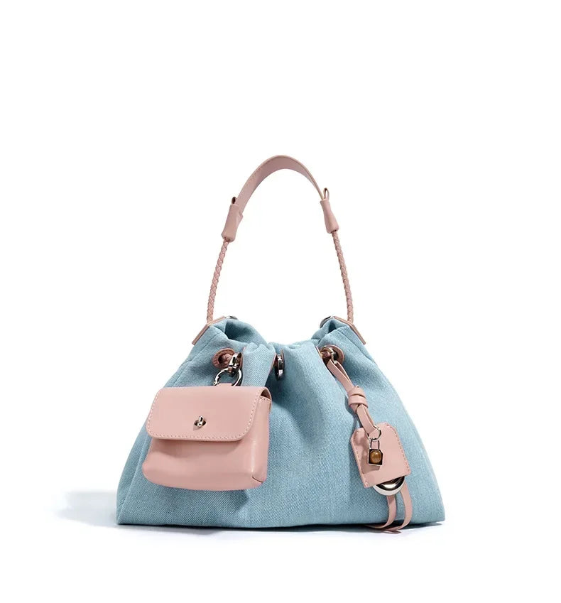 New Denim Series Handbag Fashion Straw Denim Dags for Women Minimalist Crossbody Messenger Designer Luxury Tote Bag Coin Wallet