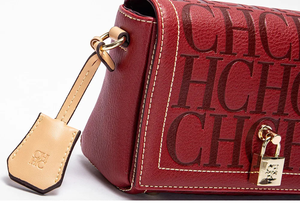 CH Fashion Design 2025 New Solid Colour Printed Head Bag Model Metal Accessories Buckle Women's Shoulder Bag Luxury Brand