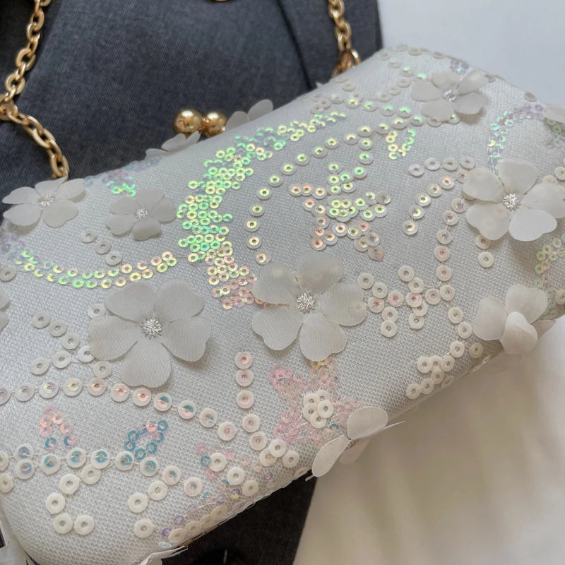 LEFTSIDE Chinese Style Small Cloth Shoulder Bags for Women 2024 Luxury Fashion Handbags Quality Chain Evening Crossbody Bag