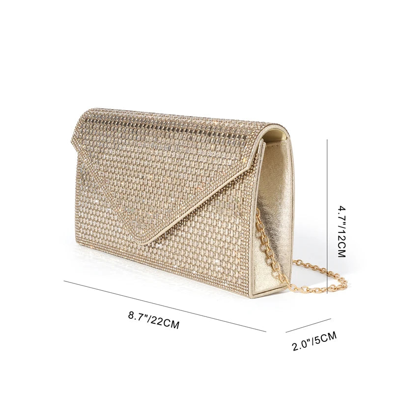 Fshionable Women's Eveningbag Full Diamonda Sparking Luxury Rhinestone Clutch Bag Embellished Sequin Shiny Wedding Banquet Bags