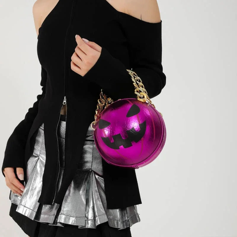 Thick Chain Handbag Clutch Bag 2024 New Halloween Handbag Purse Ghost Festival Pumpkin Crossbody Bag Lady Mini Phone Bag