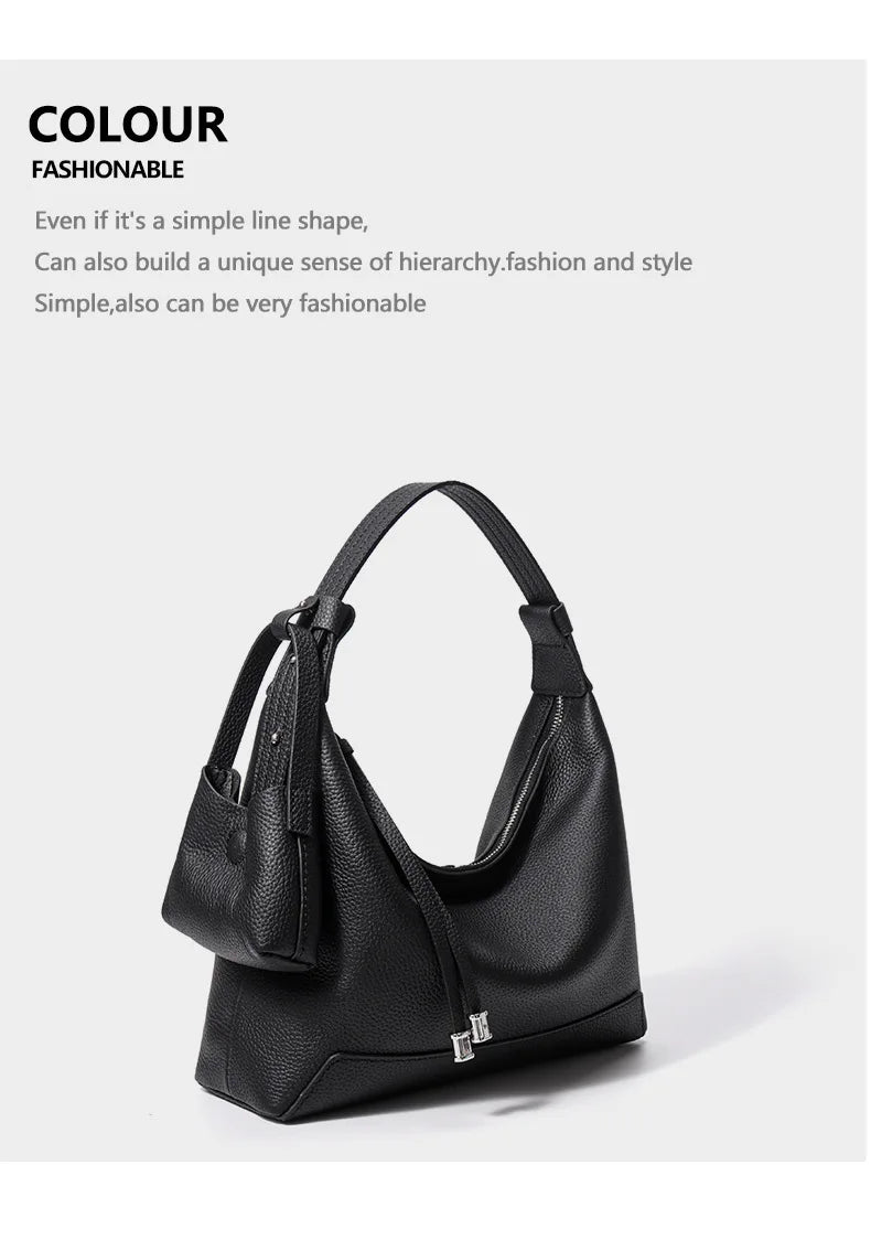 Cowhide Large Capacity Tote Bag Genuine Leather Shoulder Fashion Crossbody Women's Bag hobo high quality ladies bags on offer