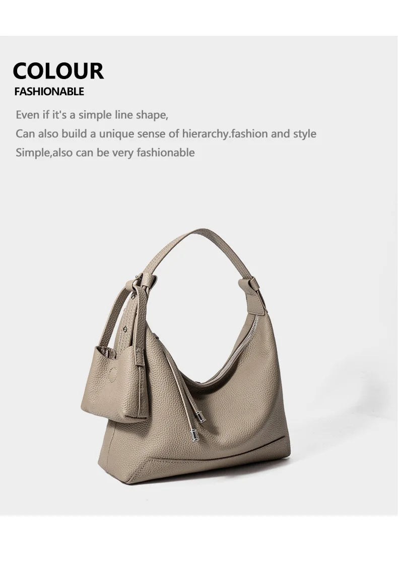 Cowhide Large Capacity Tote Bag Genuine Leather Shoulder Fashion Crossbody Women's Bag hobo high quality ladies bags on offer