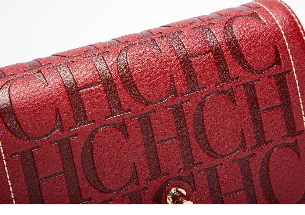 CH Fashion Design 2025 New Solid Colour Printed Head Bag Model Metal Accessories Buckle Women's Shoulder Bag Luxury Brand