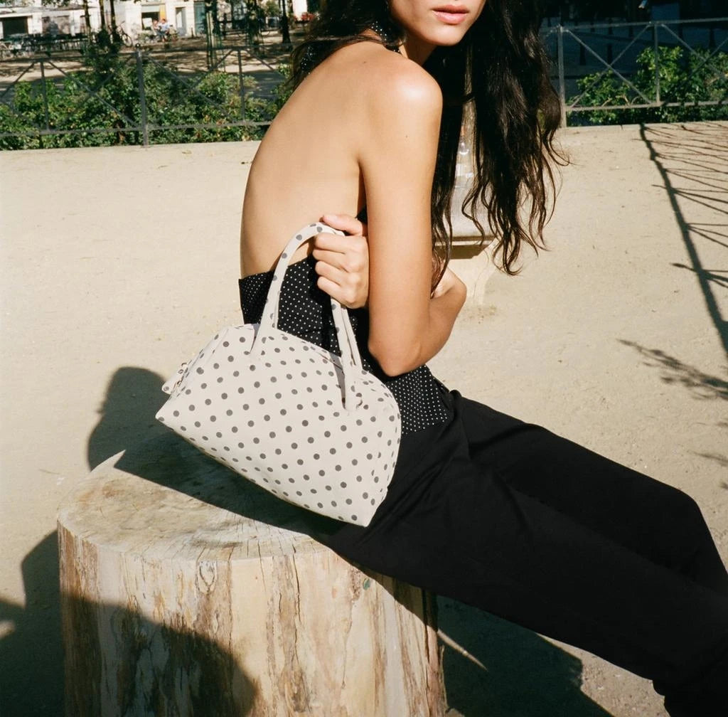 WOMEN'S POLKA DOT PRINTED BOWLING BAG, Women's Fashionable Crossbody Bag, Ladies Luxury Design Polka Dot Pattern Handbags