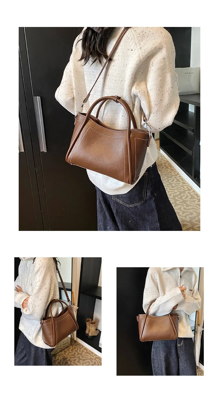 2025 new style large-capacity high-end PU messenger bag for daily commuting, soft leather wing bag for women