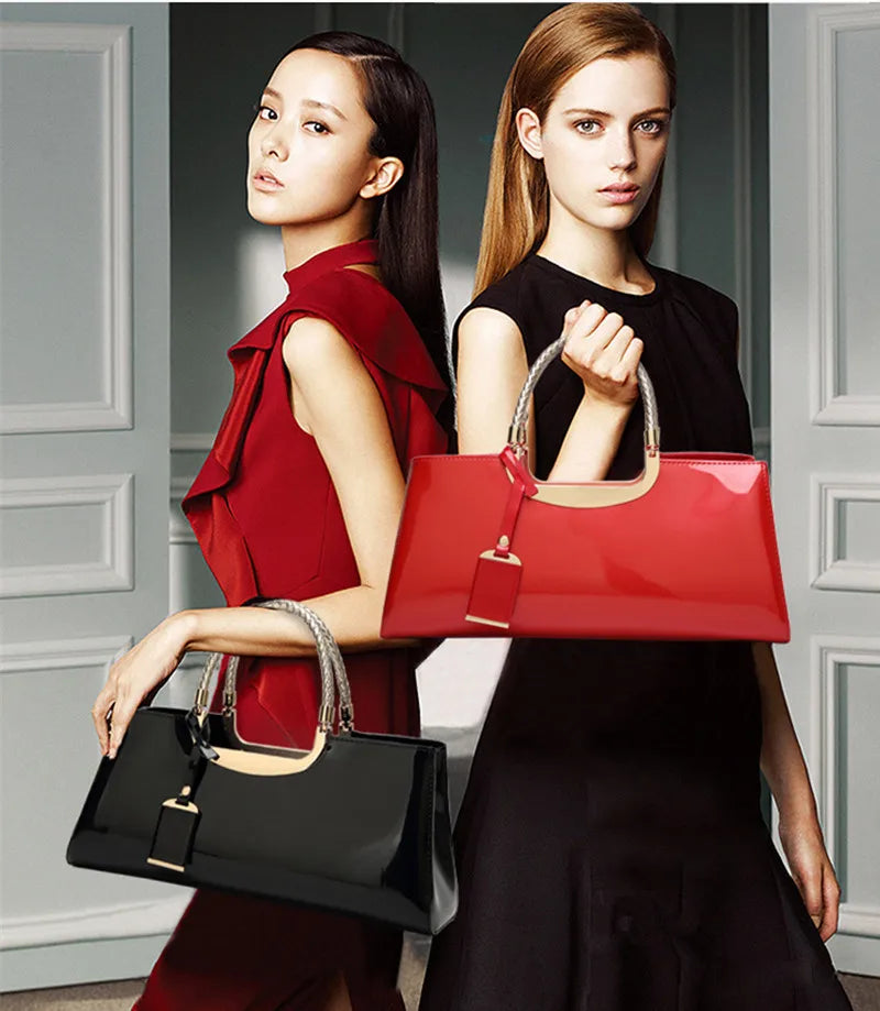 Luxury Designer Handbags Women 2024 High-end Evening Party Clutch Bag Ladies Bright Patent Leather Top Handle Underarm Bags
