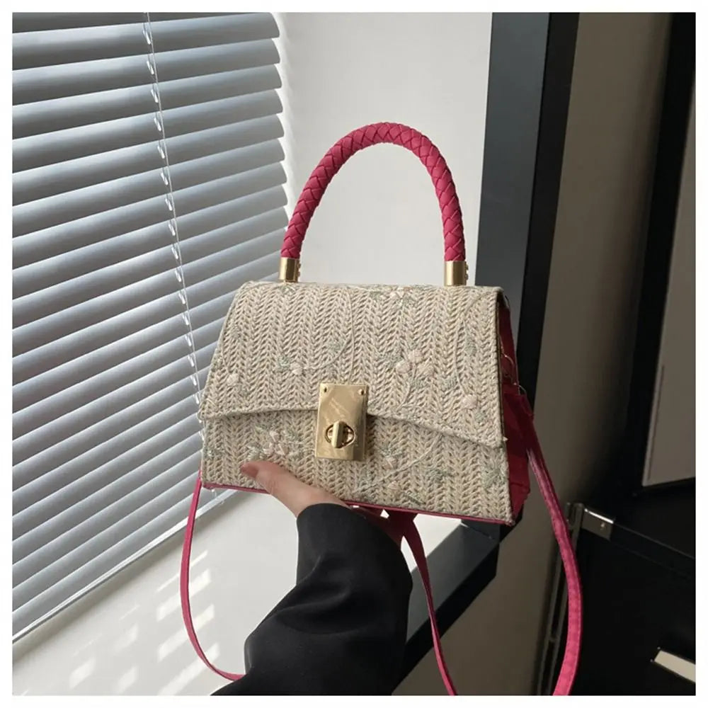 Fashion Rattan Straw Bag Large Capacity Handmade Braid Grass Woven Bag Bohemian Shoulder Messenger Bag for Women Girls