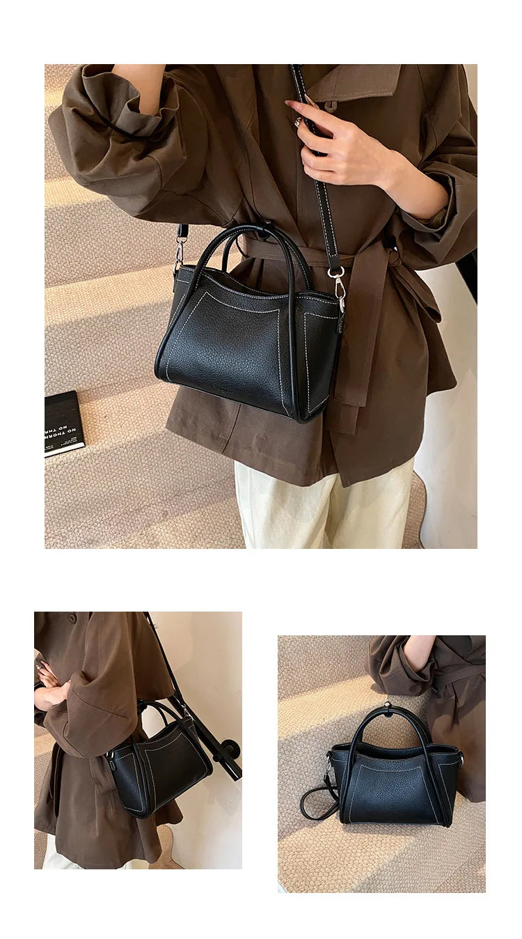 2025 new style large-capacity high-end PU messenger bag for daily commuting, soft leather wing bag for women
