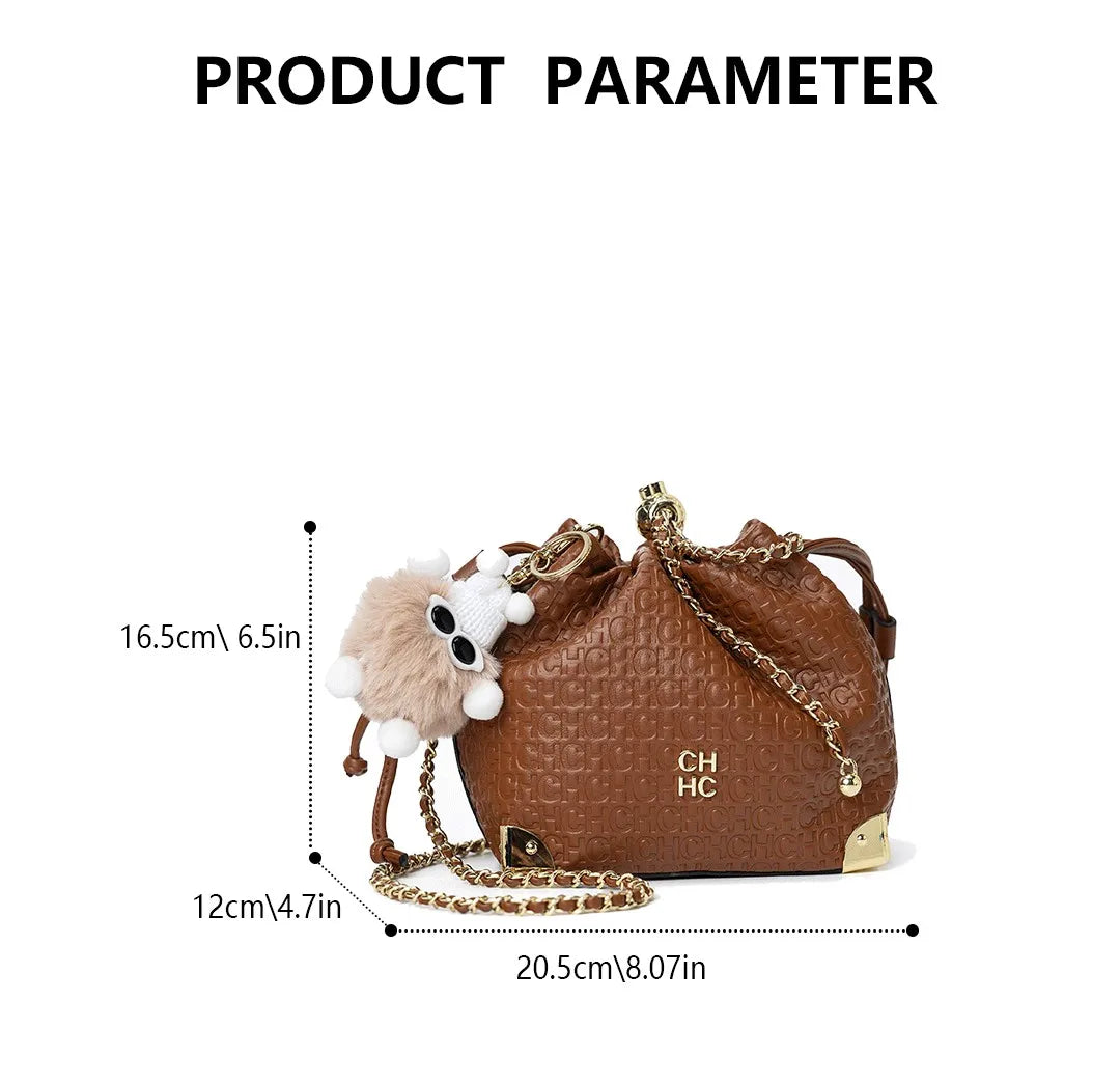 CH Crossbody High Quality Ladies Light Luxury Chain Bag Adjustable Brand Letter Print Cartoon Pendant Design Unique Popular