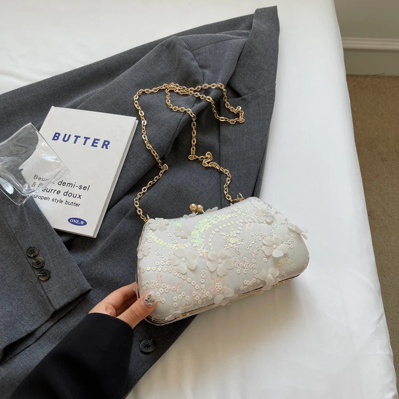 LEFTSIDE Chinese Style Small Cloth Shoulder Bags for Women 2024 Luxury Fashion Handbags Quality Chain Evening Crossbody Bag