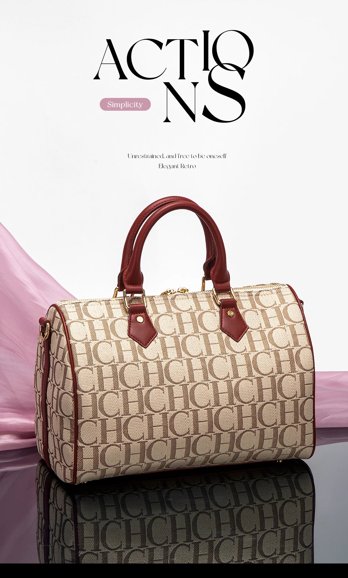 CHCH Women's Pillow Bag Autumn/Winter New Collection Letter Handbag Brown Boston Bag