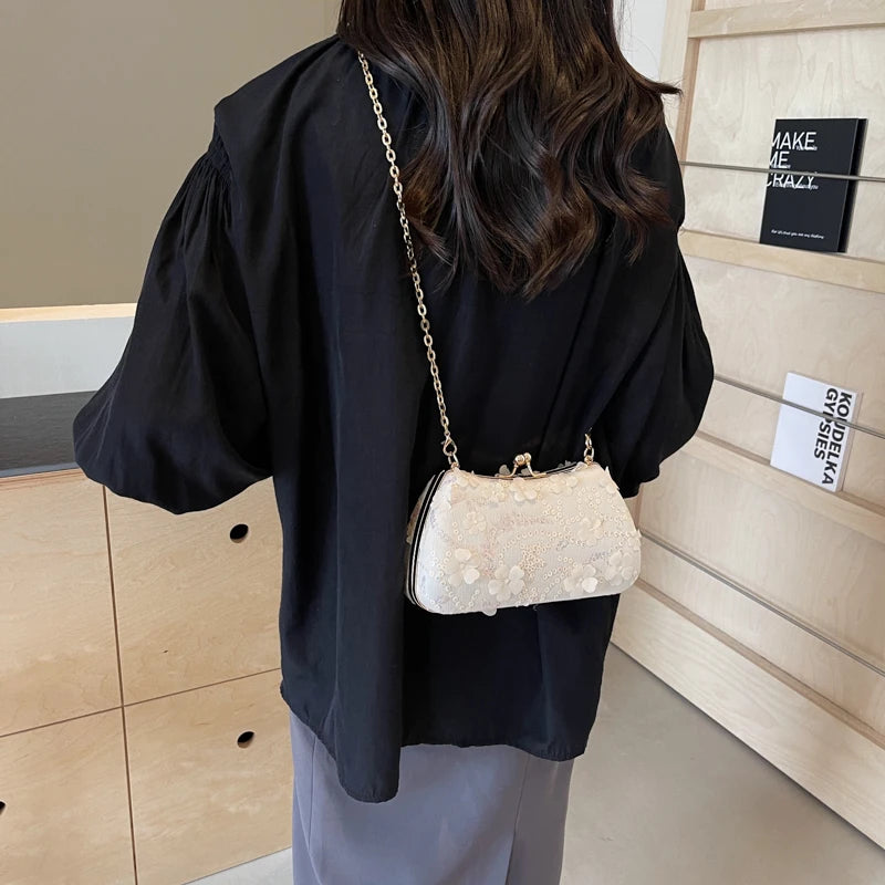 LEFTSIDE Chinese Style Small Cloth Shoulder Bags for Women 2024 Luxury Fashion Handbags Quality Chain Evening Crossbody Bag