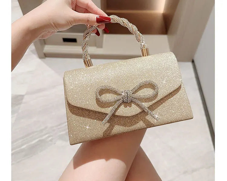Evening Bag Dress Versatile European and American Clutch Bag Crossbody Celebrity Fashion Diamond Bow Chain Bag Lady Handbag