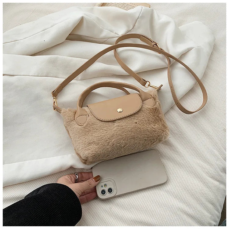 Cute Autumn And Winter Plush Mini Handbag Fashion Temperament Girls Mini Coin Purse Korean Version Versatile Crossbody Bag