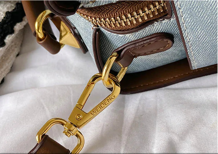 Artificial Leather Retro Unisex Large Capacity Blue Handbag Shoulder Crossbody Messenger Bags Doctor Boston Women Purse