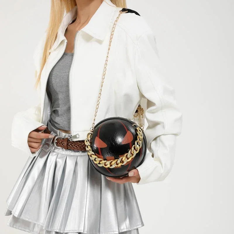 Thick Chain Handbag Clutch Bag 2024 New Halloween Handbag Purse Ghost Festival Pumpkin Crossbody Bag Lady Mini Phone Bag