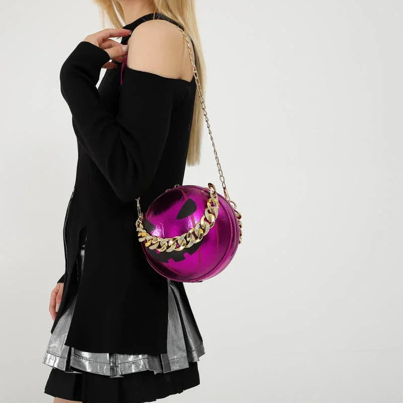 Thick Chain Handbag Clutch Bag 2024 New Halloween Handbag Purse Ghost Festival Pumpkin Crossbody Bag Lady Mini Phone Bag