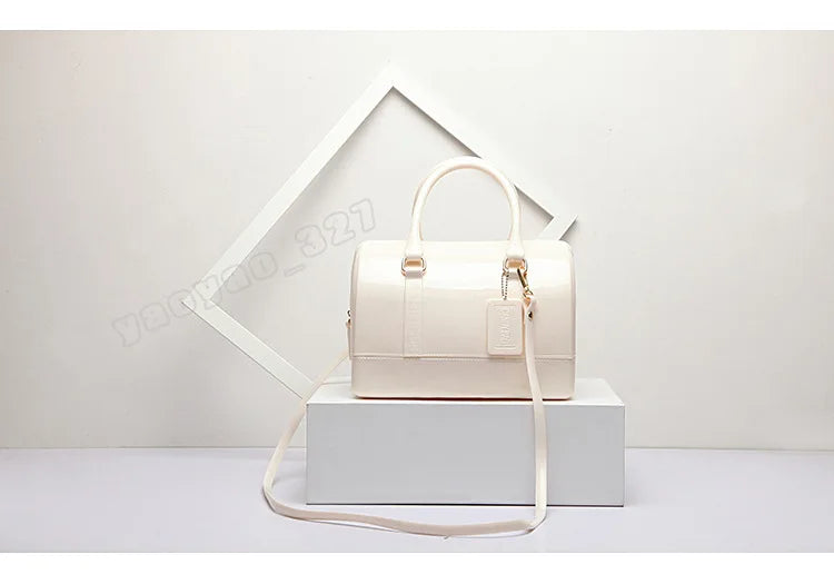2024 Women Transparent Boston Handbag Candy Color Fashion Girls Jelly PVC Simple Waterproof Silicone Pillow Big Crossbody Bag