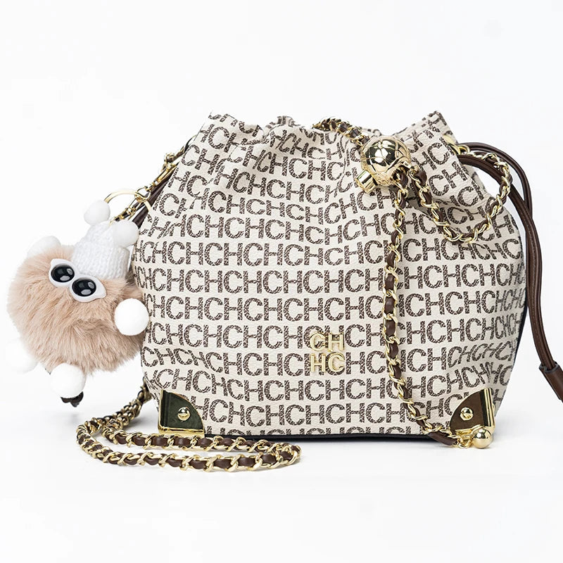 CH Crossbody High Quality Ladies Light Luxury Chain Bag Adjustable Brand Letter Print Cartoon Pendant Design Unique Popular