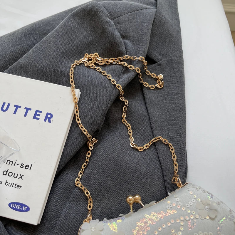 LEFTSIDE Chinese Style Small Cloth Shoulder Bags for Women 2024 Luxury Fashion Handbags Quality Chain Evening Crossbody Bag