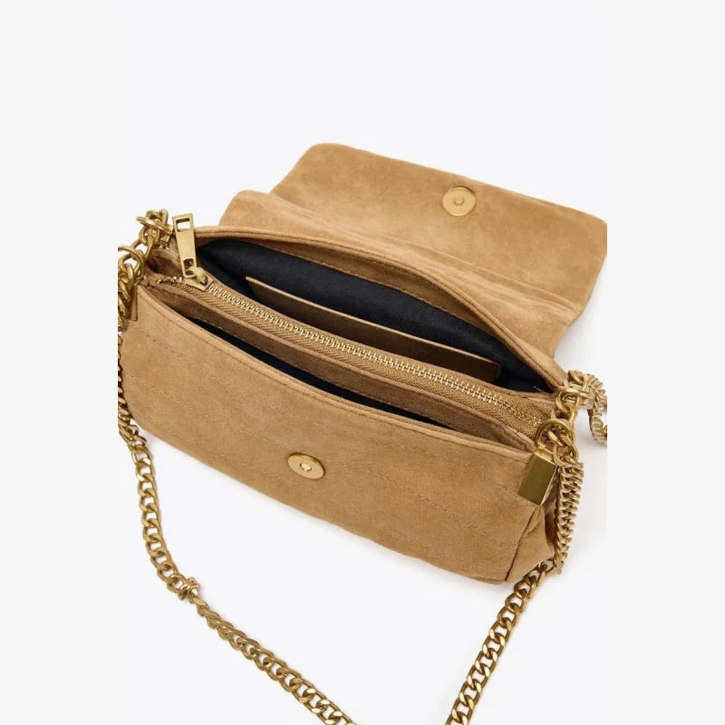 SUEDE SHOULDER BAG, Women's New Fashion Handbags, Luxury Design Top Handle Underarm Bag, Small Baguette Bag with Crossbody Strap