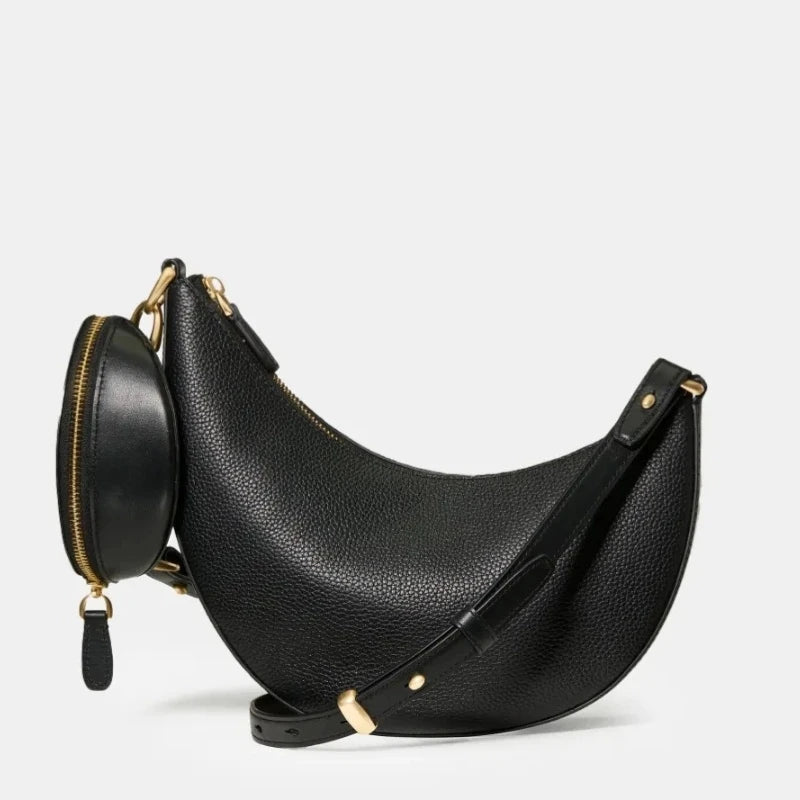 Women's Duo Bag with Crossbody Strap, New Luxury Designer Handbag with Mini Purses, Dumpling Crescent Armpit Bag for Women