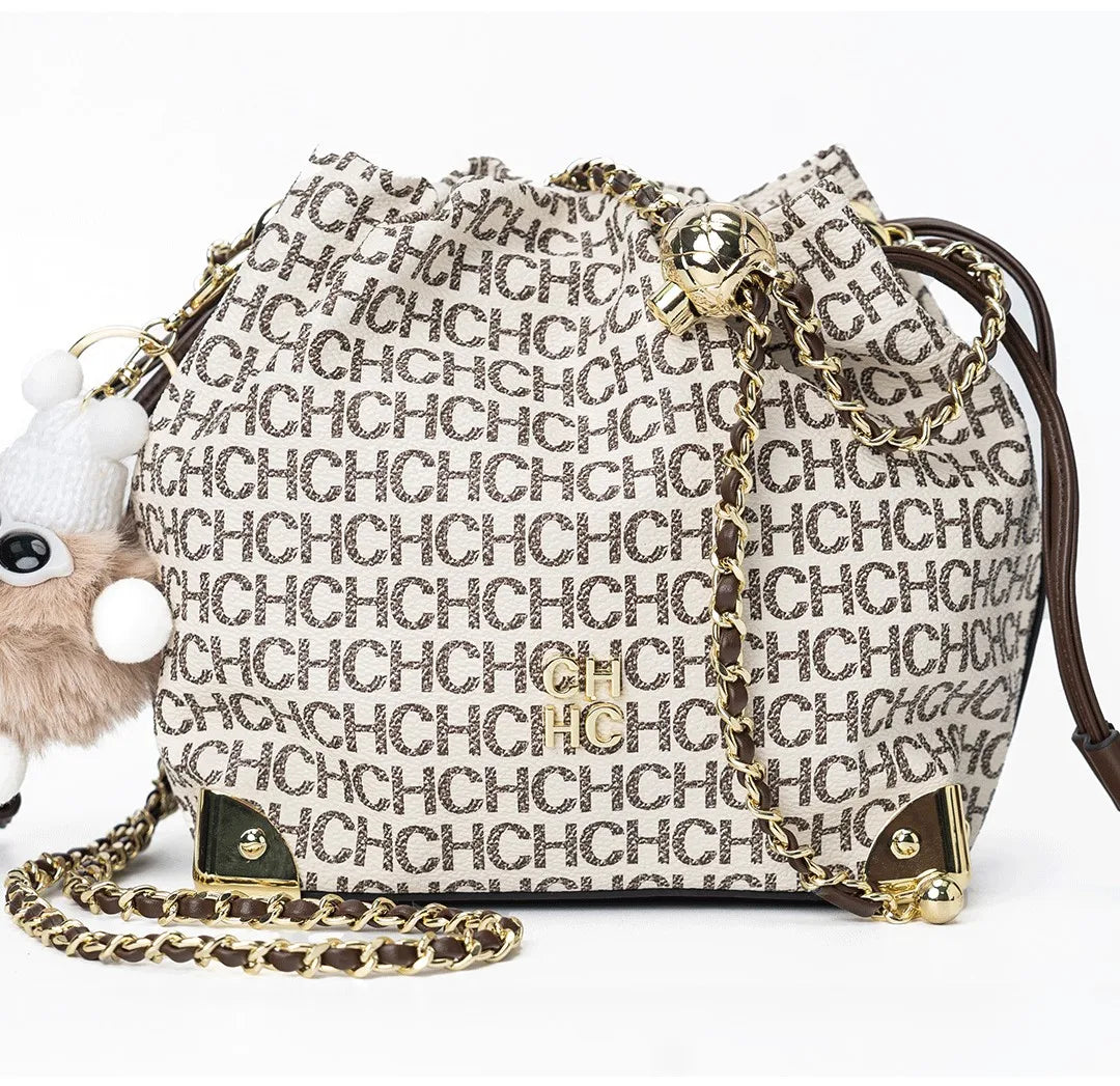 CH Crossbody High Quality Ladies Light Luxury Chain Bag Adjustable Brand Letter Print Cartoon Pendant Design Unique Popular