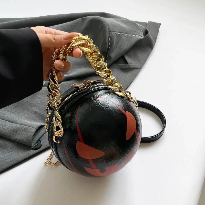 Thick Chain Handbag Clutch Bag 2024 New Halloween Handbag Purse Ghost Festival Pumpkin Crossbody Bag Lady Mini Phone Bag