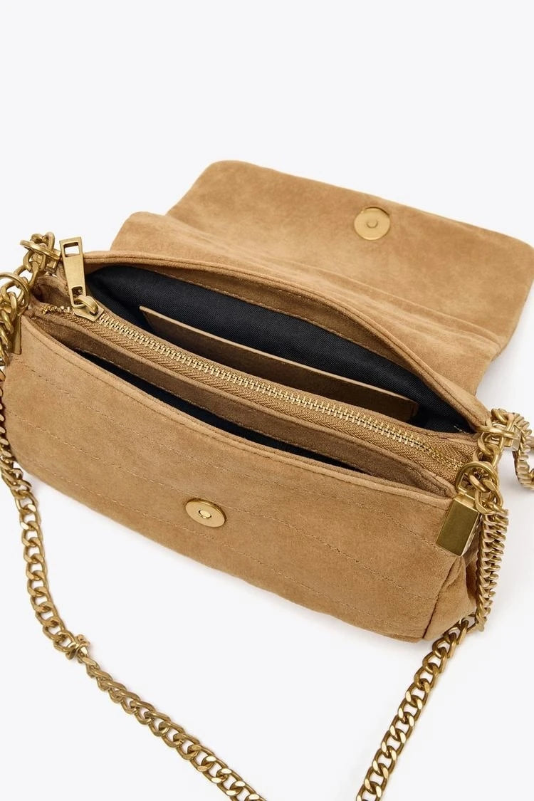 SUEDE SHOULDER BAG, Women's New Fashion Handbags, Luxury Design Top Handle Underarm Bag, Small Baguette Bag with Crossbody Strap