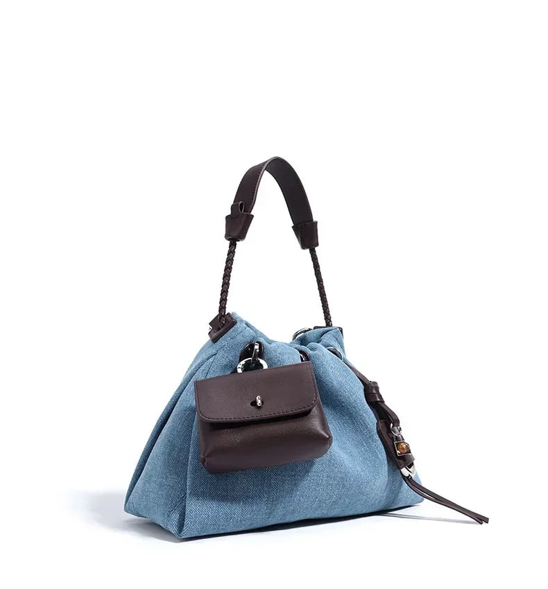 New Denim Series Handbag Fashion Straw Denim Dags for Women Minimalist Crossbody Messenger Designer Luxury Tote Bag Coin Wallet