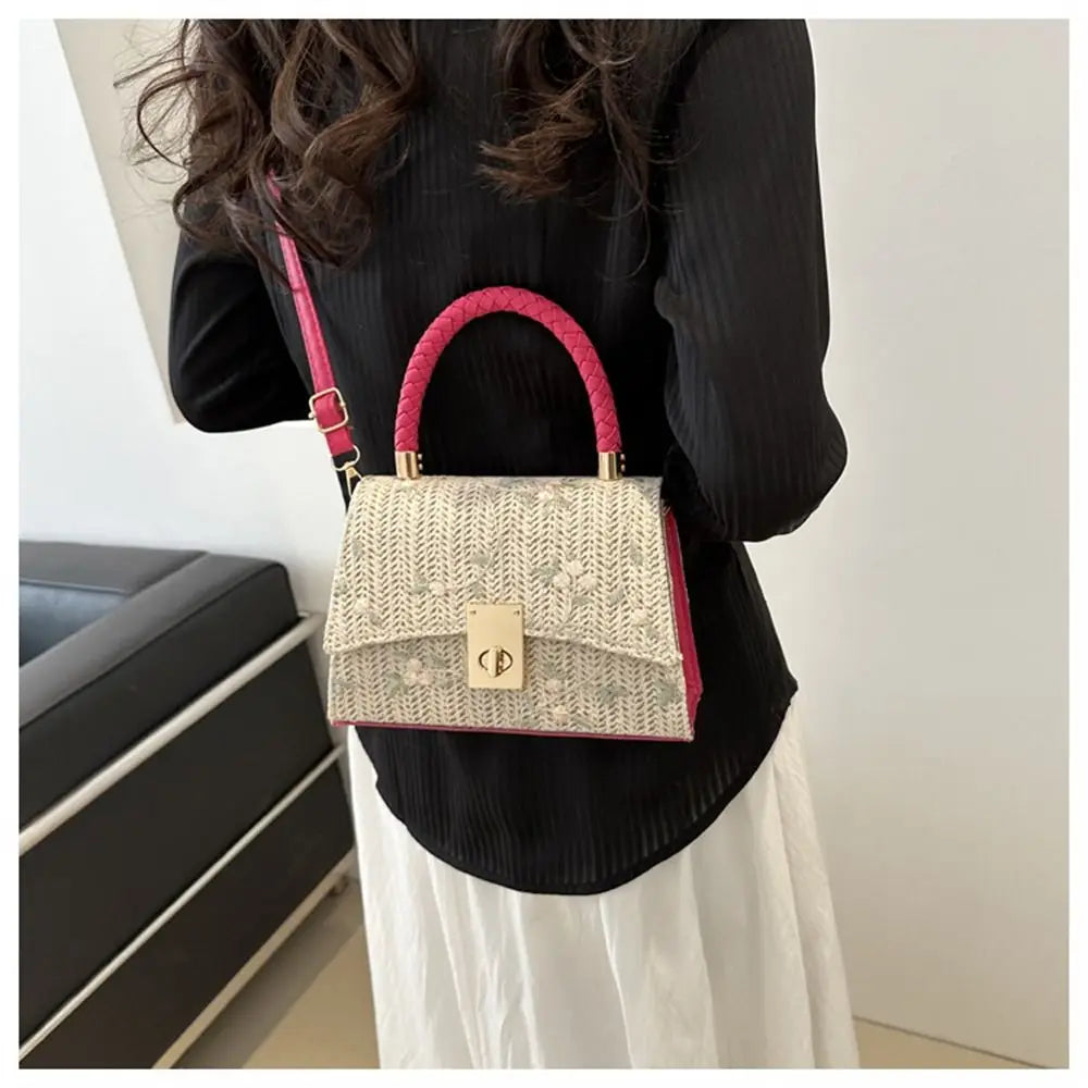 Fashion Rattan Straw Bag Large Capacity Handmade Braid Grass Woven Bag Bohemian Shoulder Messenger Bag for Women Girls