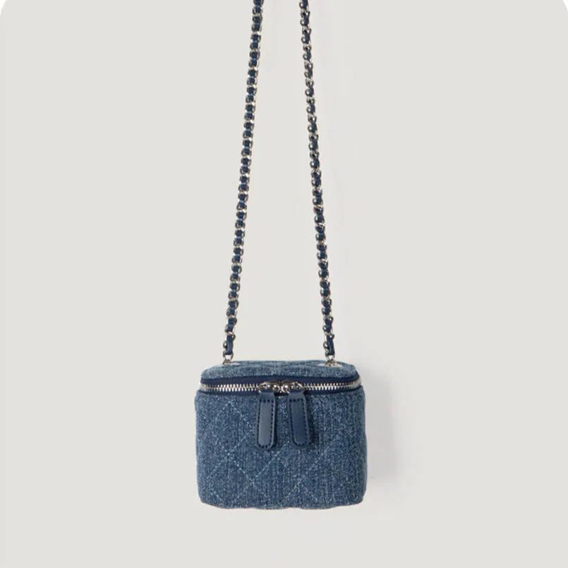 Denim Female Retro Unisex Mini Diamond Jean Check Chain Small Square Crossbody Bags Handbags Letter Shoulder Shopper Purse