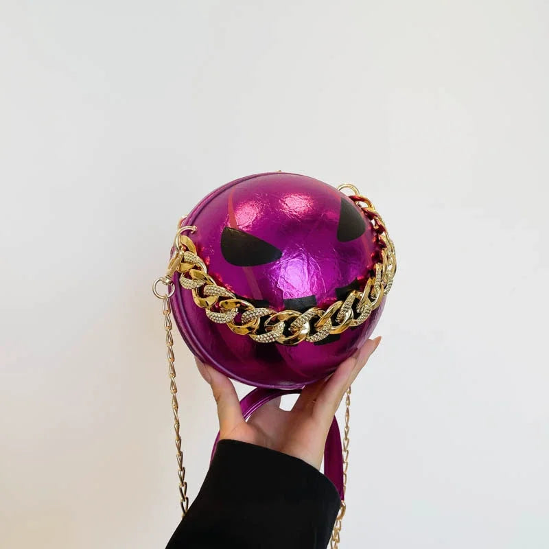 Thick Chain Handbag Clutch Bag 2024 New Halloween Handbag Purse Ghost Festival Pumpkin Crossbody Bag Lady Mini Phone Bag