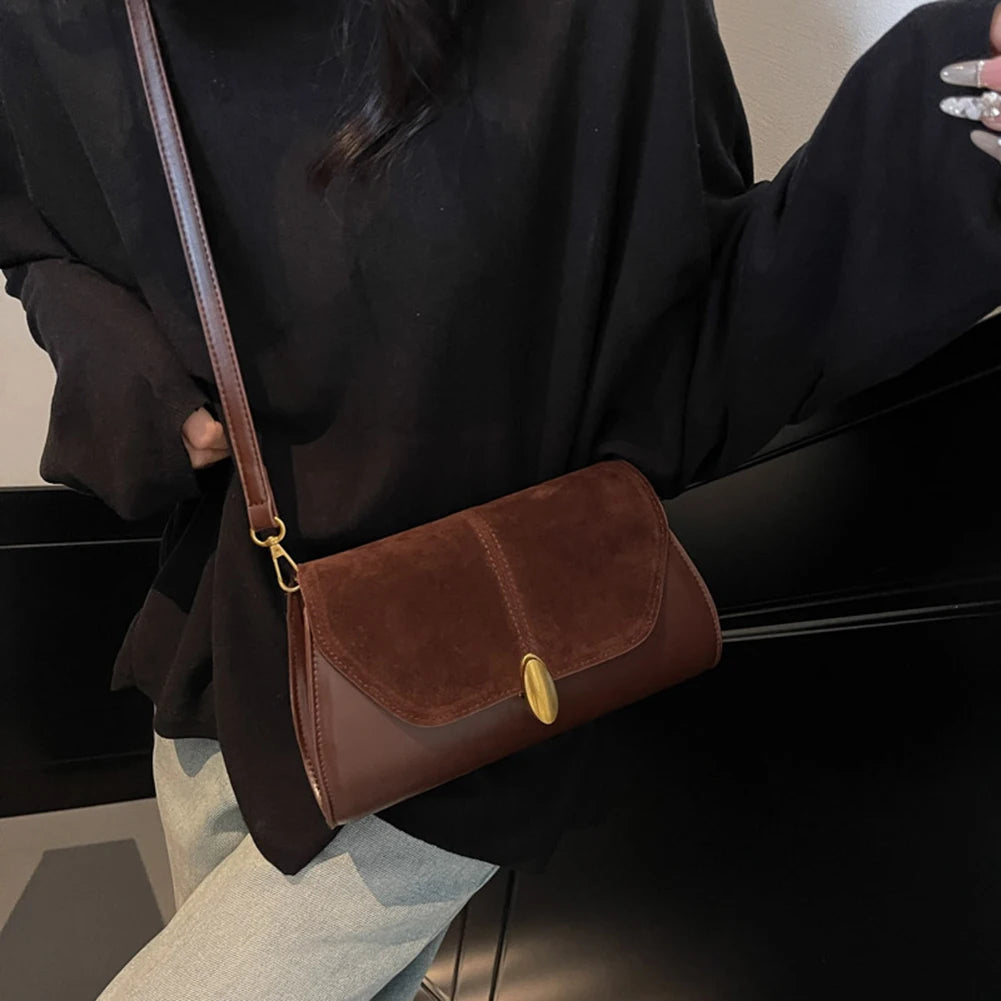 Fashion PU Shoulder Bag Stylish Crossbody Bag Adjustable Strap Vintage Small Tote Bag Trendy Commuting Bag Slouchy Hobo Bag