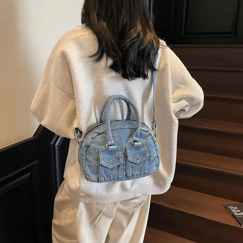 Fashion Handbag Retro Denim Bag Underarm Bag Crossbody Bag Spicy Girl Shoulder Bag Y2K Armpit Bag Washed Jean Bag Shopping