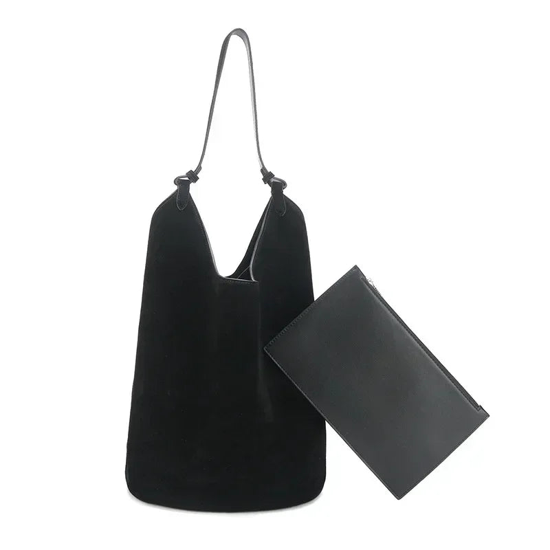 2023 Autumn and Winter Handbag Genuine Leather Dumpling Bucket Bag Niche Shoulder Tote