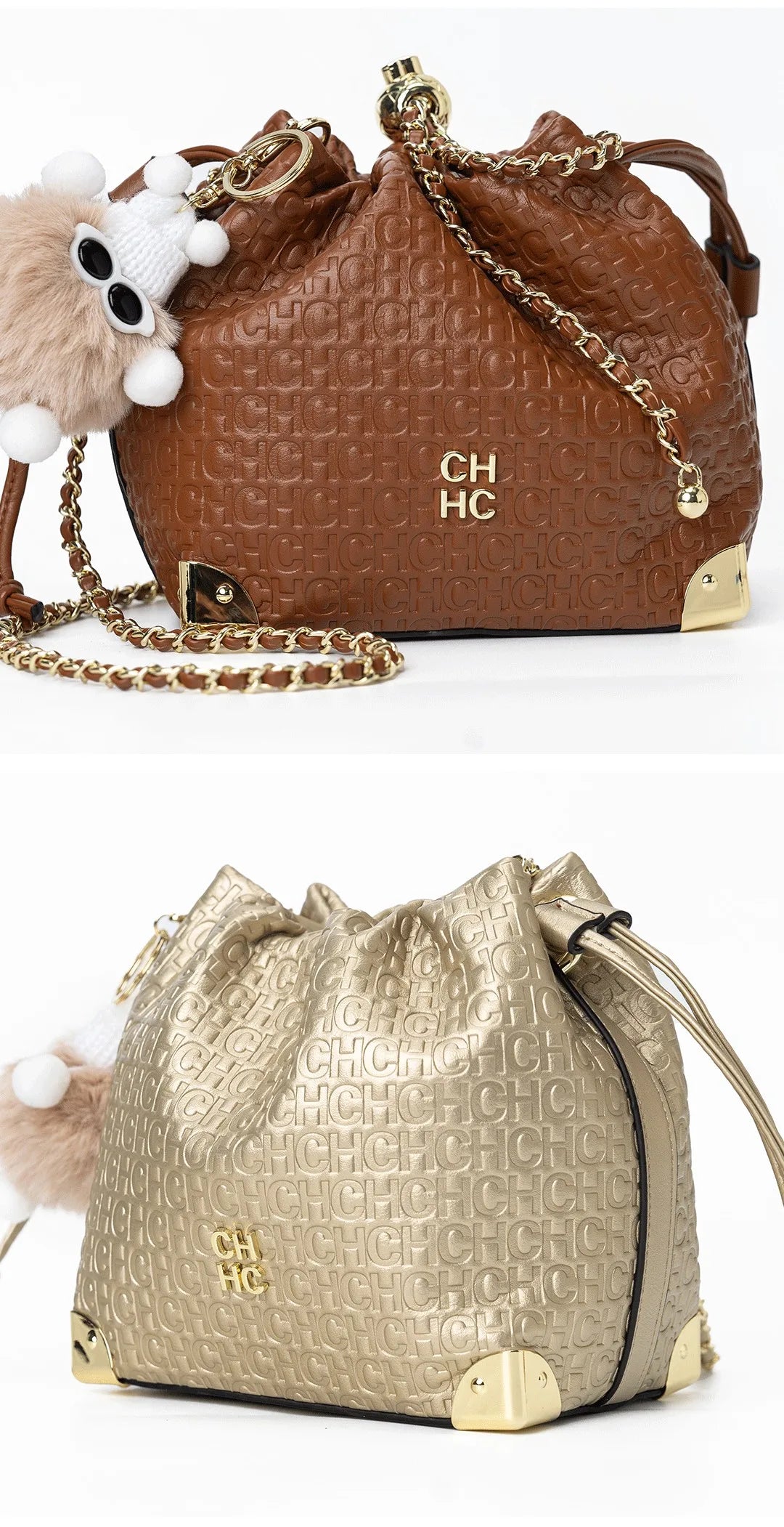 CH Crossbody High Quality Ladies Light Luxury Chain Bag Adjustable Brand Letter Print Cartoon Pendant Design Unique Popular